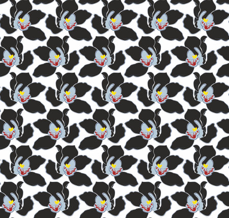 A seamless background with black orchids.のイラスト素材