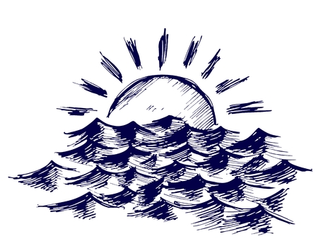 Sea landscape from the sun dawn.のイラスト素材