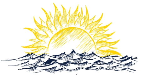 sun dawn Drawing in the sea.のイラスト素材