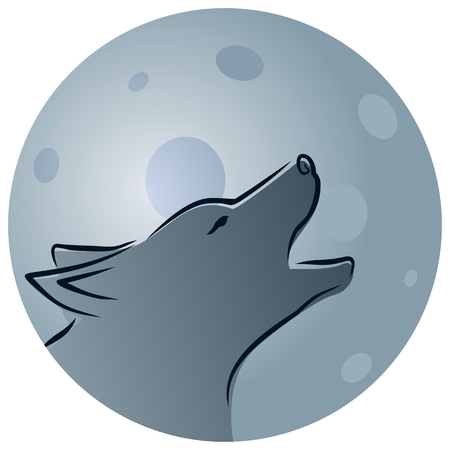 Wolf with moon.のイラスト素材