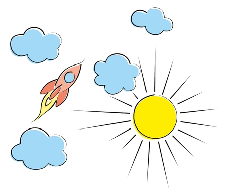 Rocket with clouds.のイラスト素材