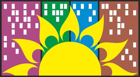 sun Sunrise in the city.のイラスト素材