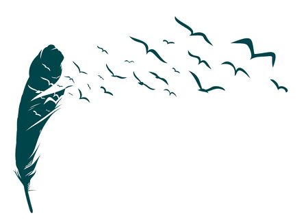 Flying Bird with feather.のイラスト素材