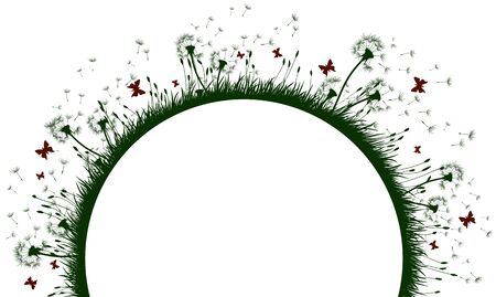 Frame with dandelions and butterflies.のイラスト素材