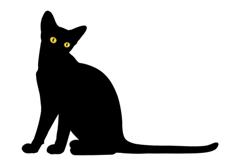 Black cat isolated in white backgroundのイラスト素材