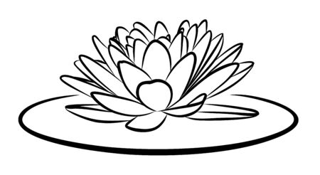 Black and white illustration of Lotus Logo.のイラスト素材