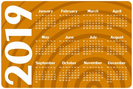 A calendar template for a year 2019.のイラスト素材