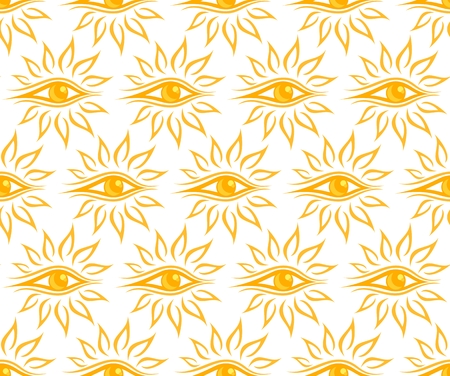 A seamless background with sun in the form of eye.のイラスト素材