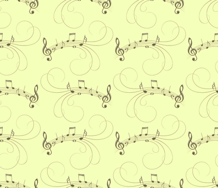 A seamless yellow background with music notes.のイラスト素材