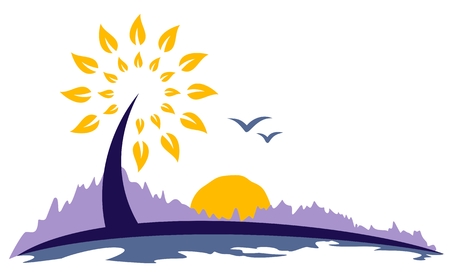 Tree Symbol from the dawn of the sun.のイラスト素材