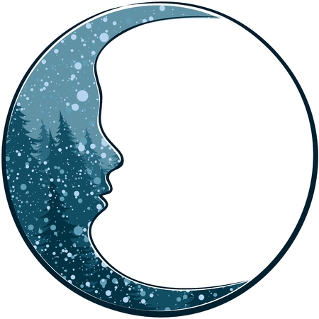 A Month with the night snow forest.のイラスト素材