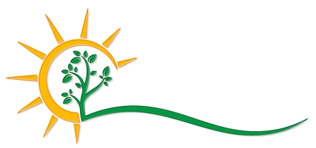 A symbol of a green tree from the dawn of the sun.のイラスト素材