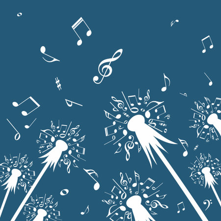Dandelion with music notes.のイラスト素材