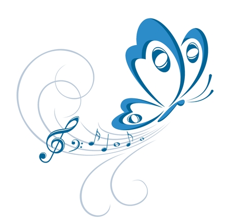 Symbol of butterfly with music notes.のイラスト素材