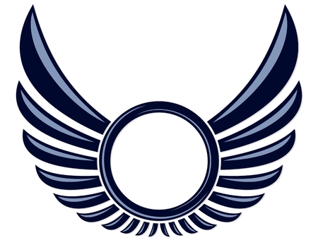 A round symbol with wings of a bird.のイラスト素材