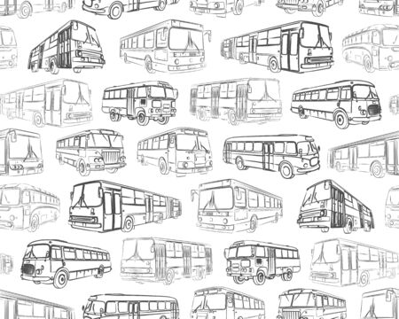 Seamless background with car sketches.のイラスト素材