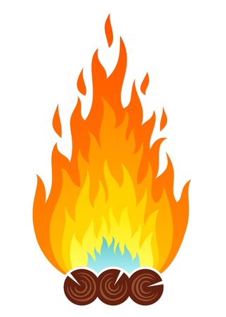A symbol of stylized fire with a log.のイラスト素材