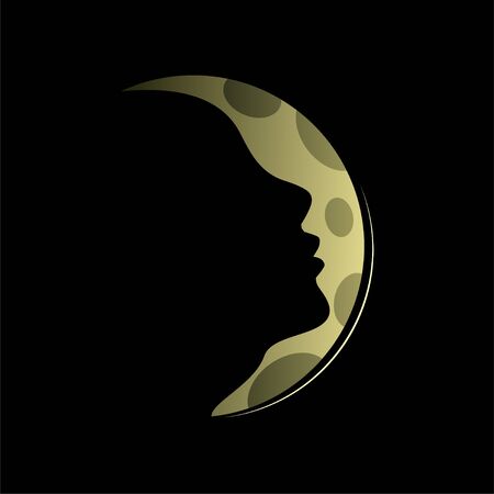 symbol of the moon with woman face.のイラスト素材