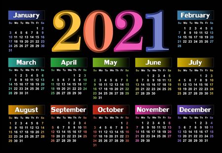 A calendar template for a year 2021.のイラスト素材