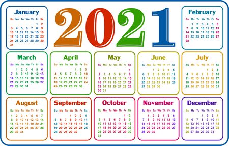 A calendar template for a year 2021.のイラスト素材