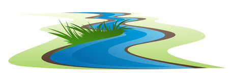 Symbol of a winding river with grass.のイラスト素材