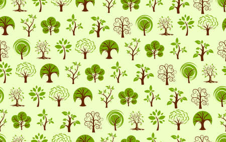 Seamless background with green forest.のイラスト素材