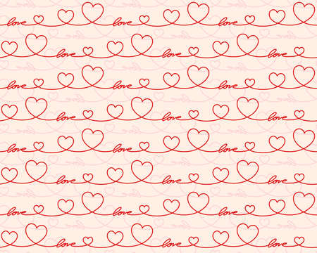 A Seamless red background with hearts.のイラスト素材