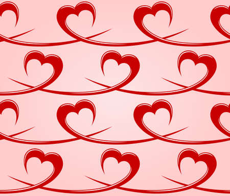 The Seamless background with red hearts.のイラスト素材