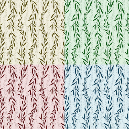 The seamless color background with plant pattern.のイラスト素材