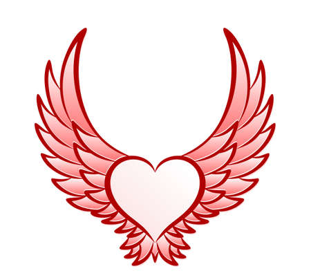 The Red heart symbol with wings.のイラスト素材