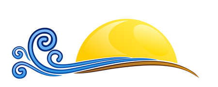 Sun and Blue Wave Symbol.のイラスト素材