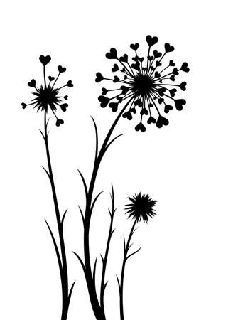 A flower of a field dandelion with hearts.のイラスト素材