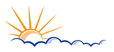 The bright sun and cloud symbol.のイラスト素材