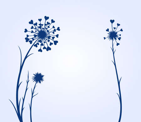 A flowers of a field dandelion with hearts.のイラスト素材