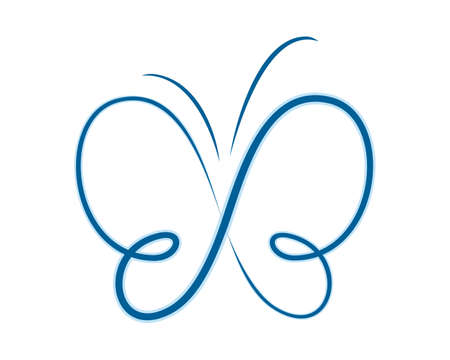 The blue butterfly symbol one line.のイラスト素材