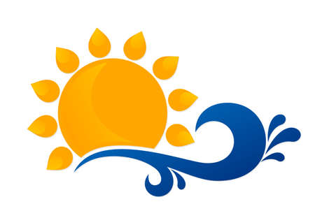 Sun and Blue Wave Symbol.のイラスト素材