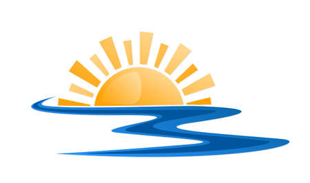 Sun and Blue river Symbol.のイラスト素材