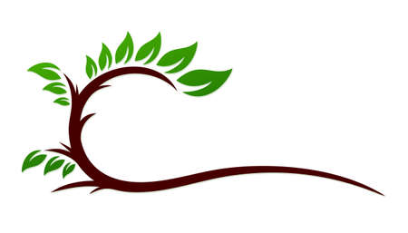 The symbol of tree branch with leaves.のイラスト素材