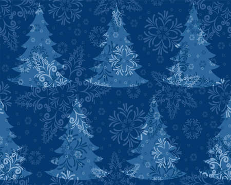 The Seamless blue background with snow forest.のイラスト素材