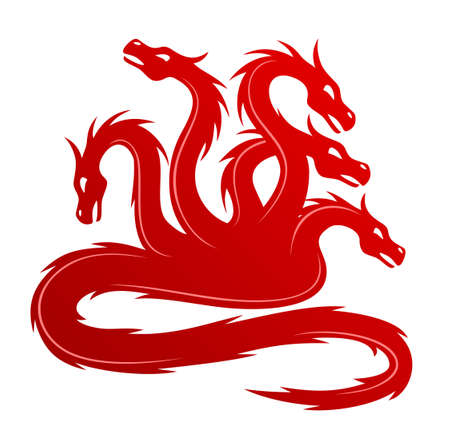 A red fantastic dragon stylized symbol.のイラスト素材
