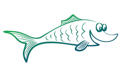 The symbol of stylized blue fish.のイラスト素材