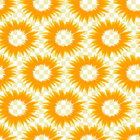 Seamless yellow background with sunflowers.のイラスト素材