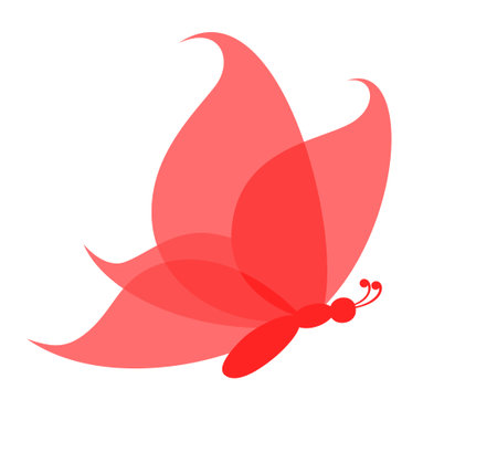 The Symbol of red stylized flying butterfly.のイラスト素材