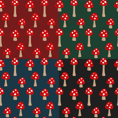 The seamless backgrounds with red forest mushrooms.のイラスト素材