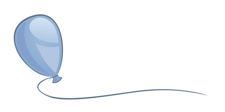 The blue balloon symbol with ribbon.のイラスト素材