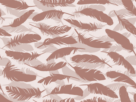 The pink seamless background with bird feathers.のイラスト素材