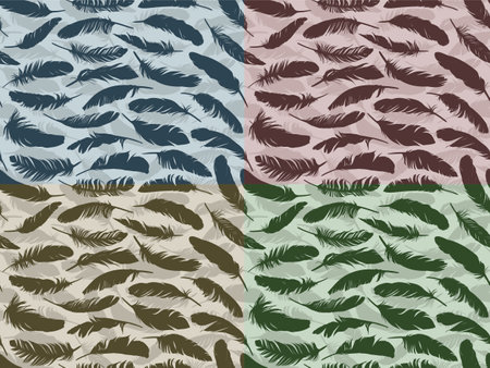 The set of samless backgrounds with bird feathers.のイラスト素材