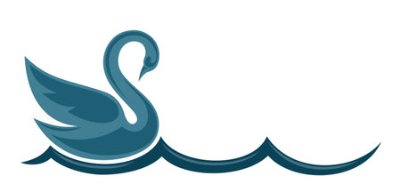 The symbol of blue swan with wave.のイラスト素材