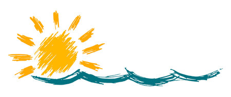 Sun and Blue Wave Symbol.のイラスト素材