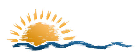 Sun and Blue Wave Symbol.のイラスト素材